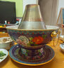 郭一元景泰藍(lán)銅火鍋火鍋鍋具紫銅木炭傳統(tǒng)純手工正宗老北京涮羊肉鴛鴦鍋 景泰藍(lán)木炭單味鍋適合4-6人 32cm 曬單實(shí)拍圖