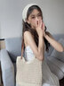 CLEVER & KETCH草編編織托特包包女包2025夏季新款沙灘包大容量單肩包生日禮物 米白色 曬單實(shí)拍圖