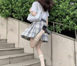 唐努烏（Tang Nu wu）【7件套】電競少女jk制服正學(xué)生百褶格裙校服日系正統(tǒng)學(xué)院風(fēng)短裙 溫柔一刀【全7件套】 S【75-90斤】 曬單實拍圖