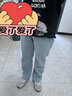 ESCURLTF加絨牛仔褲女高腰闊腿加厚休閑保暖顯瘦外穿寬松直筒垂墜感拖地褲 淺藍(lán)色【加絨加厚】 S 曬單實(shí)拍圖