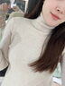 Amerpin國際一線(xiàn)品牌羊絨衫女100%山羊絨高領(lǐng)修身內搭堆堆領(lǐng)毛衣打底衫冬 米駝色（國際倉發(fā)貨+禮盒） L 建議105-115斤 曬單實(shí)拍圖