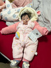 哈兜兒嬰兒白鴨絨羽絨服連體衣男女寶寶冬裝外出新生兒冬季衣服加厚爬服 LZ2236小怪獸羽絨服粉色 90 曬單實(shí)拍圖