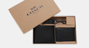 蔻馳（COACH）【品牌直供】男士短款錢(qián)包卡包鑰匙扣禮盒套裝黑色新年禮物 曬單實(shí)拍圖