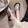 妙麗拖鞋女鞋子2025新款夏季水鉆時(shí)尚膨軟外穿厚底休閑沙灘鞋一字拖女 銀色 37 曬單實(shí)拍圖