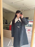 香影羊毛牛角扣雙面呢大衣女2024秋冬新款呢子灰色學(xué)院風(fēng)毛呢外套 灰色 S 曬單實(shí)拍圖
