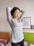 Mom Jane哺乳上衣t恤秋衣孕婦保暖內(nèi)衣莫代爾喂奶內(nèi)搭打底衫春秋款帶胸墊 雅灰色【柔滑莫代爾-帶胸墊】 M 曬單實拍圖