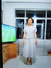 啄木鳥棉麻套裝女2025年夏裝新款遮肚子顯瘦長l裙短袖兩件套 淺藍(lán)色 L 【建議穿100-115斤】 曬單實(shí)拍圖