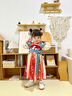 幼歌（YOUGE）嬰幼兒季新中式國風(fēng)連衣裙甜美可愛(ài)玉兔牡丹刺繡漢服裙 綠柳紅花 80 cm 曬單實(shí)拍圖