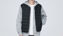 無(wú)印良品（MUJI）男式 便攜式 無(wú)領(lǐng)羽絨背心 羽絨馬甲馬夾 AD0UGA3A 黑色 S（165/84A） 曬單實(shí)拍圖