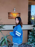BJHG不計后果秋環(huán)保麂皮絨棒球服外套女潮牌美式插肩寬松情侶夾克上衣 冰藍色 L 曬單實(shí)拍圖