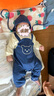 G.DUCKKIDS嬰兒衣服春秋套裝新生寶寶假兩件春季連體衣可愛(ài)單層哈衣外出抱服 米色(藍(lán)色袖子) 80cm 曬單實(shí)拍圖