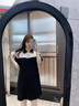 clotho Rennie品牌女裝小個(gè)子短袖連衣裙女2025夏季新款翻領(lǐng)拼接撞色寬松顯瘦裙 黑色 M 曬單實(shí)拍圖