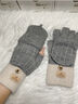 奈綻半指翻蓋手套冬季女士可愛(ài)加絨防寒保暖毛線(xiàn)秋冬露指半截學(xué)生寫(xiě)字 灰色 曬單實(shí)拍圖