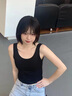 嘉麗薇背心女夏季新款西裝內(nèi)搭打底背心短款高級(jí)感遮副乳工字美背上衣 黑色 S 曬單實(shí)拍圖