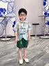 勤度一周歲生日禮物男孩衣服周歲禮服男寶寶夏季中式洋氣唐裝男童風漢 綠色 100(100) 曬單實拍圖