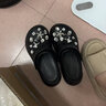 GPHF日本楊冪同款洞洞鞋女夏潮牌厚底外穿軟底水鉆沙灘松糕防滑涼拖鞋 8003黑色 跟高6CM 40 曬單實(shí)拍圖