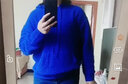 科蒙.博卡秋冬連帽長袖貼袋羊絨衫女純色休閑加厚針織毛衣 寶藍(lán)色 110/XL 曬單實(shí)拍圖