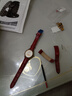 老皮匠 表帶女真皮手表帶適用化石飛亞達阿瑪尼真皮牛皮手表帶 女真皮小牛皮手表鏈男蝴蝶扣 紅色 玫瑰金色蝴蝶扣 16mm 曬單實拍圖