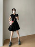 GARNUO黑色連衣裙子女2025新款夏季法式小個子高級感赫本風(fēng)收腰顯瘦短裙 黑色 M【101-110斤】 曬單實拍圖