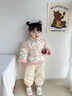 班喜迪女童套裝冬裝寶寶加絨周歲新年衣服冬季中國風兒童唐裝過年拜年服 米色 100 曬單實拍圖
