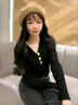 半繪秋冬針織大碼新款韓版修身毛衣女長(zhǎng)袖內(nèi)搭針織衫打底衫女薄款上衣 黑色 S 【建議75斤90斤】 曬單實(shí)拍圖