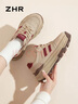 ZHR休閑鞋女時(shí)尚撞色拼接運動(dòng)鞋女輕盈厚底系帶女鞋 G662 紅棕色 37  曬單實(shí)拍圖