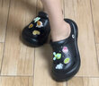 chikoku浪花趣味鞋花厚底洞洞鞋夏季多巴胺女生增高軟底沙灘鞋兩穿涼拖鞋 小鈦黑 39 【適合38碼】 曬單實拍圖