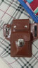 途尊新款男士手機包多功能穿皮帶掛鑰匙手機皮質(zhì)腰包腰間包防水工地 棕黃色升級版（雙層款） 17.5厘米內手機 曬單實(shí)拍圖
