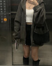 DXOT早秋外套女春秋款連帽衛(wèi)衣女2025新款灰色開衫小個(gè)子休閑上衣 深灰色 M 曬單實(shí)拍圖