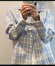 衣然呈品春夏季外套男休閑簡(jiǎn)約寬松格子潮流翻領(lǐng)寬松小香風(fēng)加厚上衣夾克男 藍色 XL【建議125-135斤】 曬單實(shí)拍圖