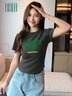 Halo QueenT恤女個(gè)性辣妹風(fēng)字母涂鴉印花T恤夏季顯瘦短款上衣H143T1594 曬單實(shí)拍圖