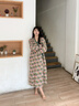 族瑪士睡袍浴袍女春秋季2025新款純棉睡衣裙夏季薄款長袖家居服套裝外袍 S83583#竹節(jié)棉裙-石紅墨綠 S 【建議70-100斤/150-162CM】 曬單實拍圖