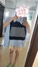 森馬（Semir）毛衣女條紋短背心純色襯衫2024秋季新款寬松兩件套 藍色調00388 155/80A/S 曬單實(shí)拍圖