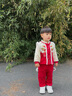 班喜迪兒童漢服套裝冬裝女童過(guò)年拜年服寶寶周歲禮服男童新年裝唐裝冬季 紅色 90 cm 曬單實(shí)拍圖