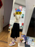 獨束大碼女裝絲絨百褶半身裙女冬裝新款高腰兩段式拼接壓褶A字半裙 月夜黑 XL 曬單實(shí)拍圖
