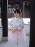 班喜迪女童連衣裙兒童漢服冬裝2025新款寶寶公主裙周歲禮服秋冬國風(fēng)裙子 粉色 120 cm 曬單實(shí)拍圖
