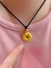 中國黃金（CHINA GOLD）黃金吊墜六字真言足金男女款平安扣編七夕情人節(jié)禮物送女朋友老婆 足金吊墜【黑繩】約3.6g 曬單實拍圖