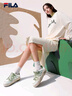 FILA 斐樂官方女鞋七夕送摩登斑斕鞋輕便回彈厚底復(fù)古板鞋白色休閑鞋 灰白/奶油黃綠-ML 37.5 曬單實拍圖