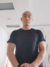 續點(diǎn)短袖t恤男 緊身亨利領(lǐng)純棉開(kāi)領(lǐng)黑色T恤男士修身運動(dòng)上衣服打底衫 黑色 XL 曬單實(shí)拍圖