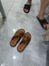 老人頭涼鞋男夏季涼拖露趾頭層牛皮真皮按摩軟底男士沙灘鞋特大碼46碼 JD卡其色 39 曬單實(shí)拍圖