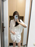 貓人（MiiOW）性感內房事感白襯衫睡女2025新款純欲男友風(fēng)大碼睡裙 白色 L【建議體重125-150斤】 曬單實(shí)拍圖