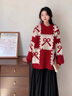 唐菓蜜紅色連衣裙女2024秋冬新款女裝學生韓系減齡甜美風新年紅色套裝裙 紅色蝴蝶結(jié)毛衣+紅色連衣裙 M 【80-100斤】 曬單實拍圖