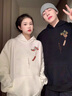 love legend情侶裝衛衣套裝連帽秋冬季新款一男一女潮流印花寬松外套班服定制 黑色+黑色 男M+女S 曬單實(shí)拍圖