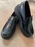 百麗（Belle）厚底正裝德比鞋男一腳蹬商務(wù)樂(lè )福皮鞋A1696DM4預售 黑色 40 (250mm) 曬單實(shí)拍圖