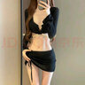 邦帛世泳衣女比基尼四件套性感顯瘦罩衫包裙泡溫泉分體海邊泡溫泉泳裝 性感比基尼性感黑【建議80-120】 曬單實(shí)拍圖