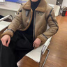 梵洛幽皮毛一體機車服輕熟棉服男士外套冬季新款翻領(lǐng)加厚羊羔毛棉衣夾克 卡其色 XL 曬單實拍圖