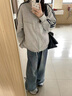 舒翎衛(wèi)衣外套女2025新款春秋季美式潮牌設(shè)計(jì)感條紋開衫情侶夾克上衣女 灰色  L 推薦105-120斤 曬單實(shí)拍圖