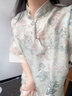 浮云堂「浮云堂.頌」夢吹西洲.中式繡花真絲桑蠶絲連衣裙女25夏禪意茶服 灰綠 M 曬單實拍圖