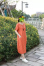 皮爾卡丹（pierre cardin）中年媽ma夏裝棉麻連衣裙女2024夏季新款氣質(zhì)寬松顯瘦亞麻裙子 橘色【高端氣質(zhì)連衣裙】 L 【-120斤】 曬單實(shí)拍圖