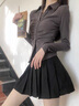 韓璐嬌（hanlujiao）jk制服連衣裙女裝2024秋裝新款輕熟御姐風(fēng)穿搭甜辣妹純欲套裝裙子 襯衫+百褶裙 M 曬單實(shí)拍圖